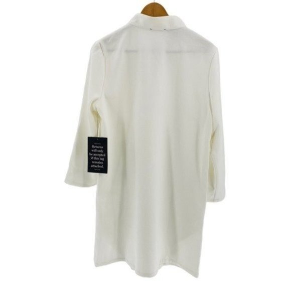 Tuckernuck | NEW White Stretch Crepe Avery Long Sleeve Shirt Dress Size M - Picture 7 of 12